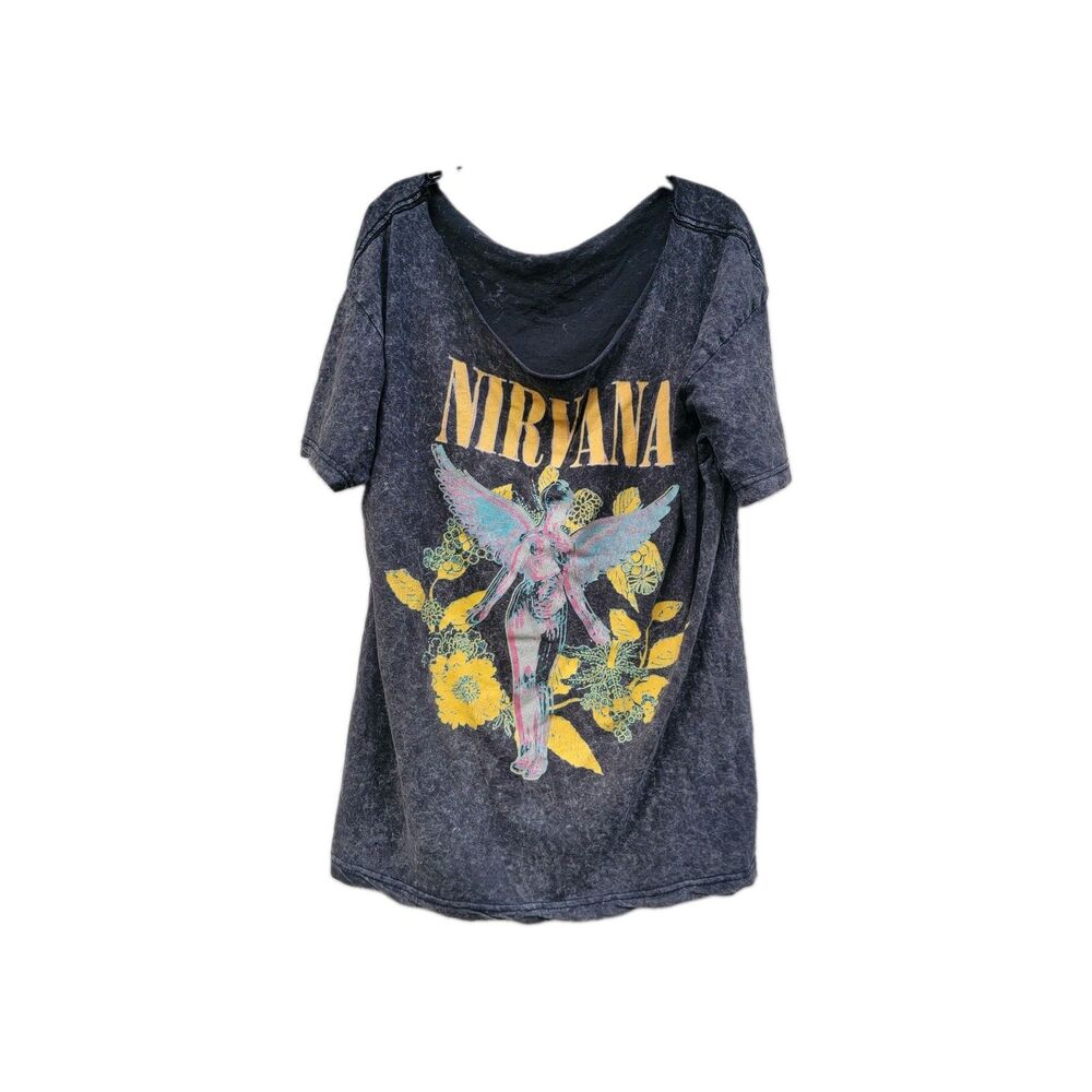 Nirvana In Utero Graphic T-shirt Women XL Gry Short Sleeve Music See Discription